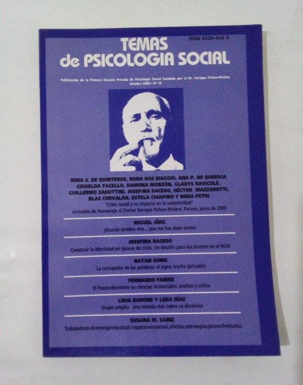 Producto - Temas de psicología social #19 - Octubre 2000 - Jorg Fabris Ana P de Quiroga
