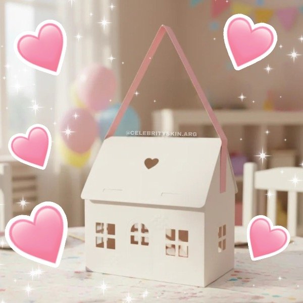 Producto - CAJA CASITA MEDIANA CON CINTA SALMÓN X 3 UNIDADES