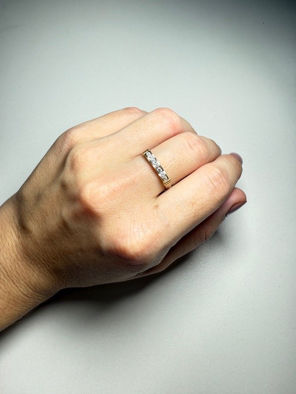 Producto - Plata y oro lineal curvado con piedras blancas - 1