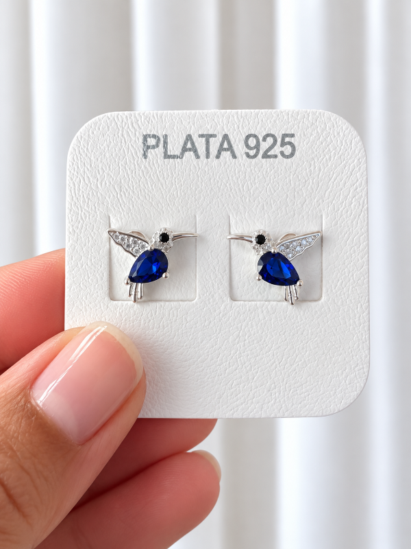 Producto - Aros colibrí con CUBICS Azul (12 mm) - 0