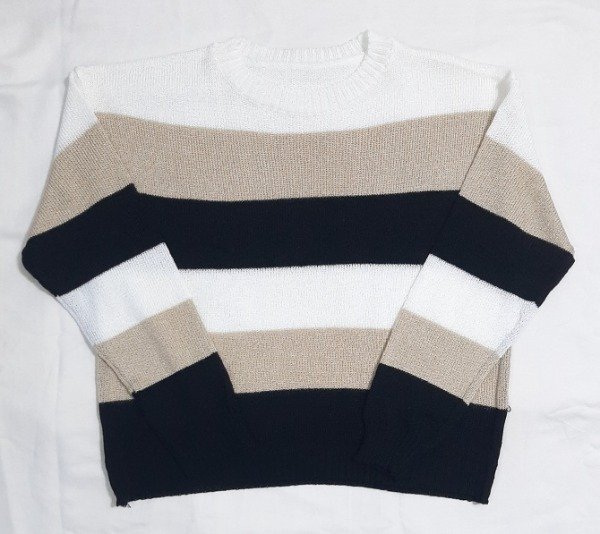Producto - Sweater rayado de hilo (beige/negro)