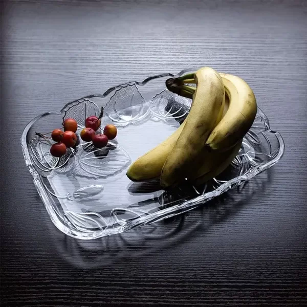 Producto - Bandeja de vidrio diseño hojas 24x34cm