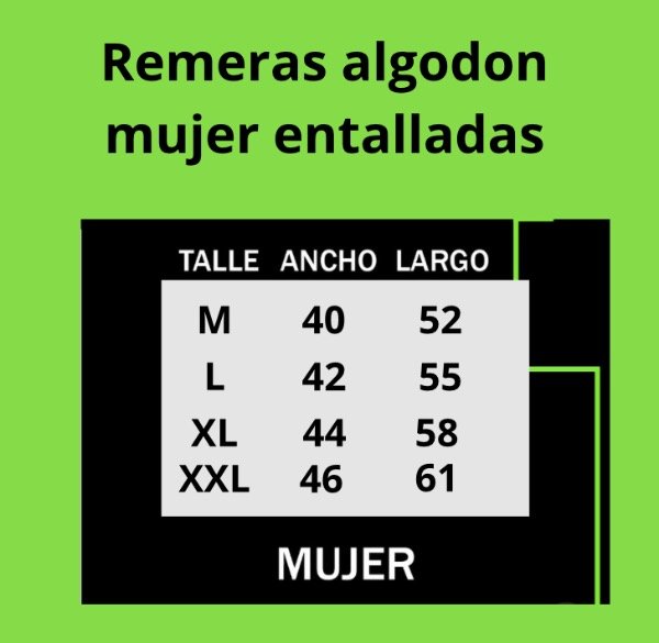 Producto - Tabla talles remeras algodon entalladas
