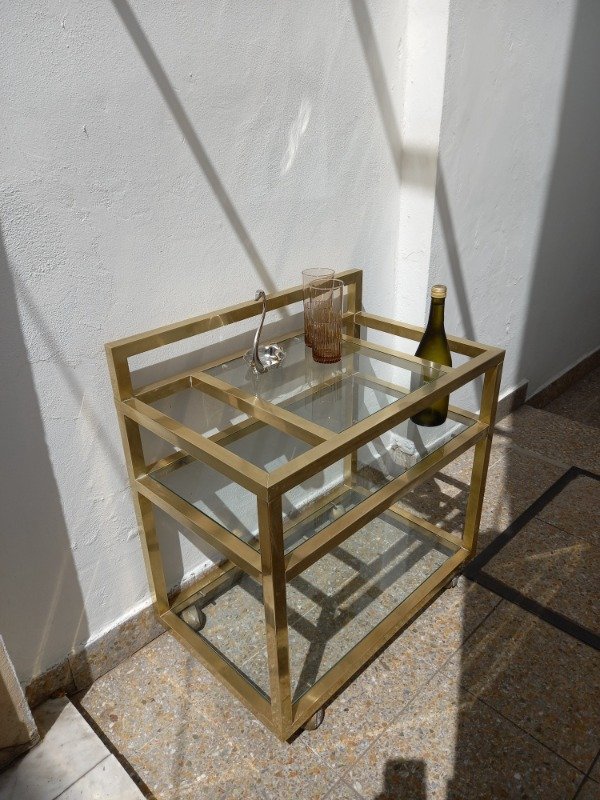 Producto - Mesa bar bronce con ruedas