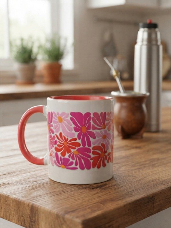 Producto - Taza Roja Fuego / Margaritas - 0