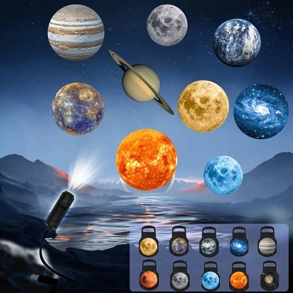 Producto - Mini Proyector Luz Led Nocturna Usb Luna Planetas 10 Chips - 8