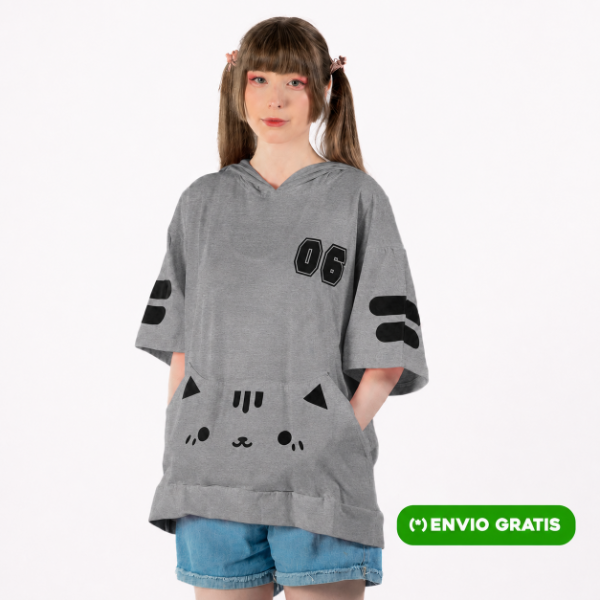 Producto - Remera Gatito Pocket Nyan gris Moda Kawaii