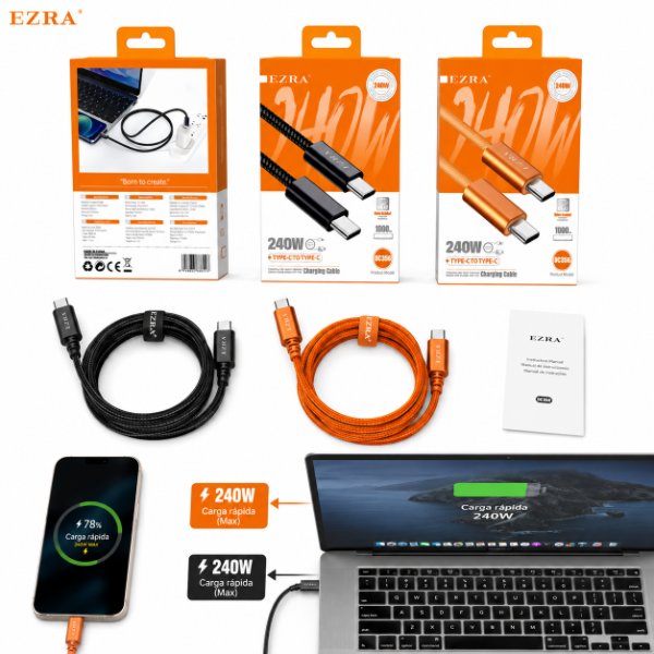 Producto - Cable Datos Y Carga Rápida 240w Tpc Premium Para MacBook Pro IPhone 16 DC356. - 1