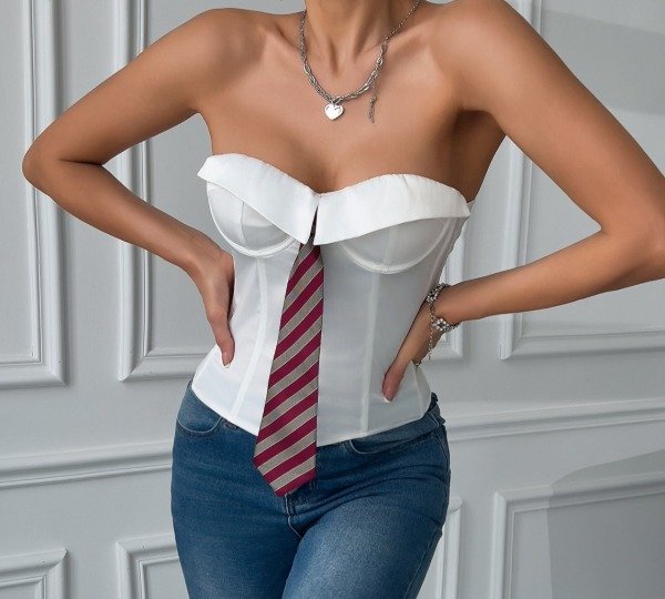 Producto - Corset blanco corbata