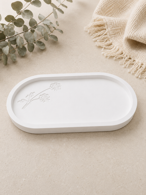 Producto - Bandeja oval YEso flores