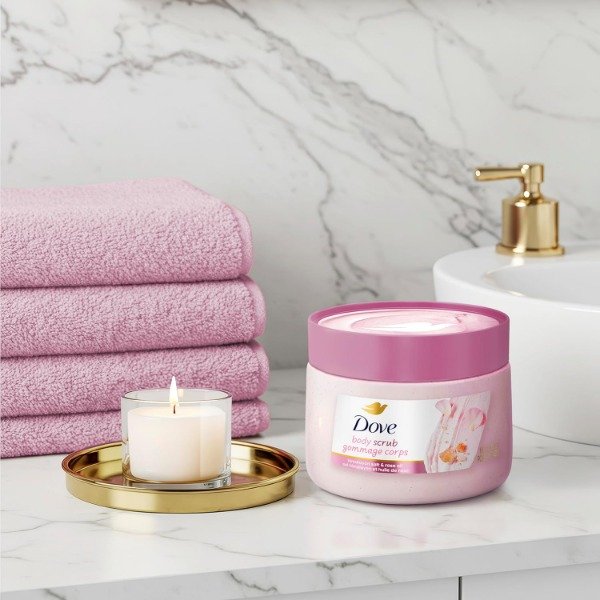 Producto - Dove Himalayan Salt and Rose Oil Body Scrub 425g