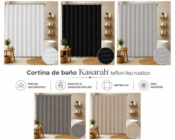 Producto - Cortina Teflon Liso con Gancho Roller Acero Rustica TLG2 - 0