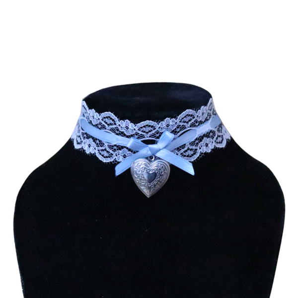 Producto - Choker Salomé (en blanco y celeste)