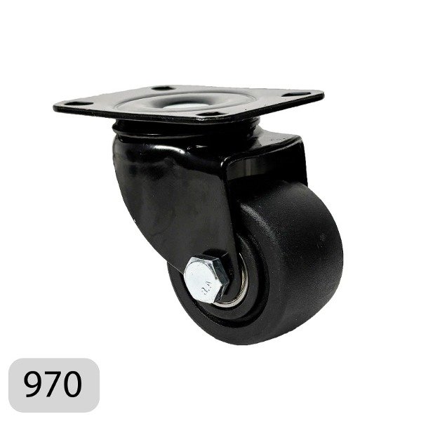 Producto - Rueda de Nylon Negro con Soporte Giratorio - RH970
