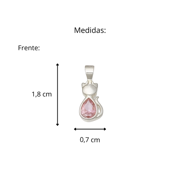 Producto - Dije Gatito Plata 925 con Piedra Rosa - 5