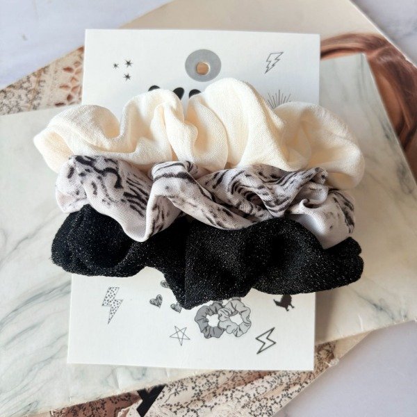 Producto - Set x 3 Scrunchies Lurex Black