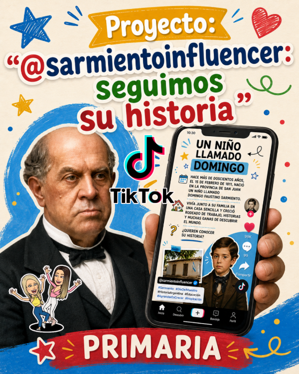 Producto - TIK TOK. SARMIENTOINFLUENCER. RELATO DE DOMINGO SARMIENTO. Primaria - 0