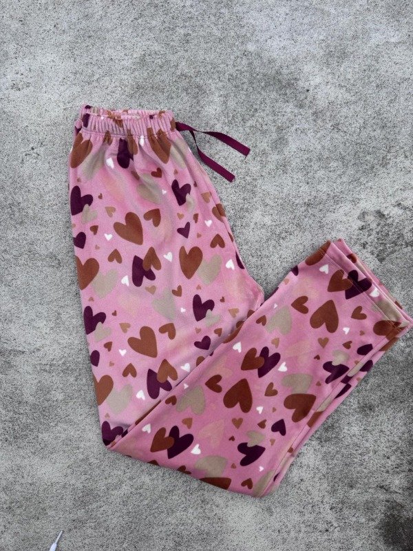 Producto - Pantalon Plush Rosa con Corazones