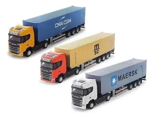Producto - Camión de Juguete Scania con Acoplado Contenedor BLANCO - 4