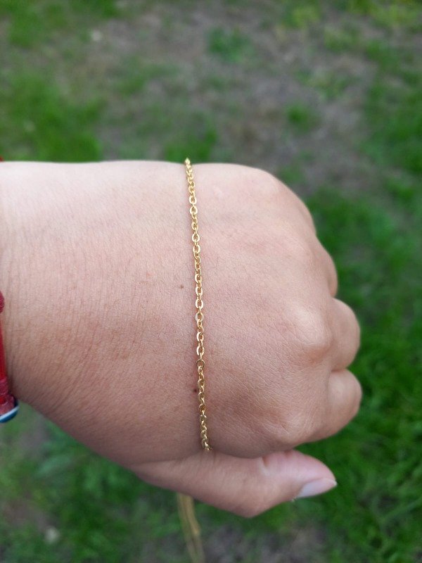 Producto - Cadena Acero Dorado Espejito 0.5mm largo 45 cm