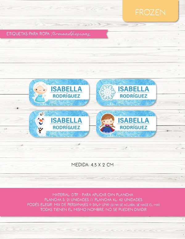 Producto - Etiquetas para ROPA - 05.Frozen