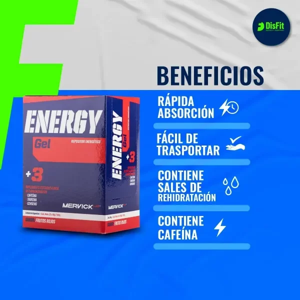 Producto - Energy GEL Cafeína Mervick Varios Sabores X 12 U - 2