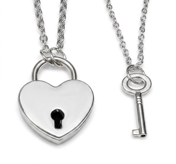 Producto - Dije Corazón Candado Con Llave Cadena Personalizado Grabado - 1