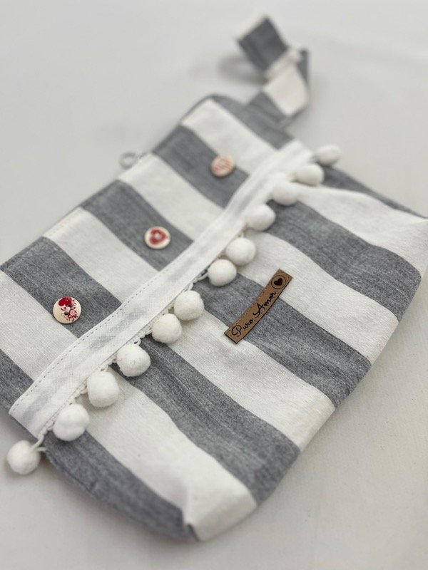 Producto - Neceser tussor rayas gris