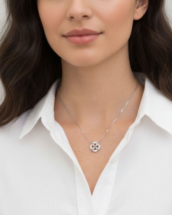 Producto - Collar, Flor de Plata y Zircon - 3