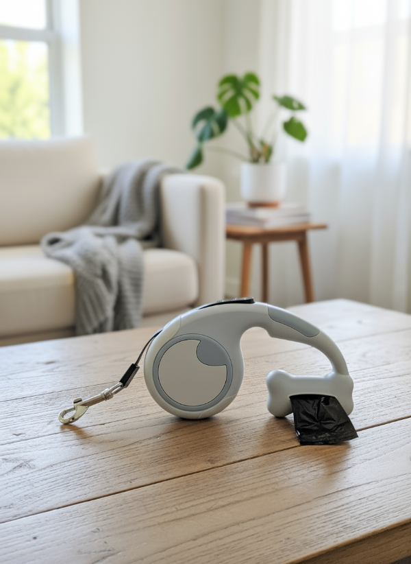 Producto - Correa retráctil extensible 5 metros con porta-bolsas