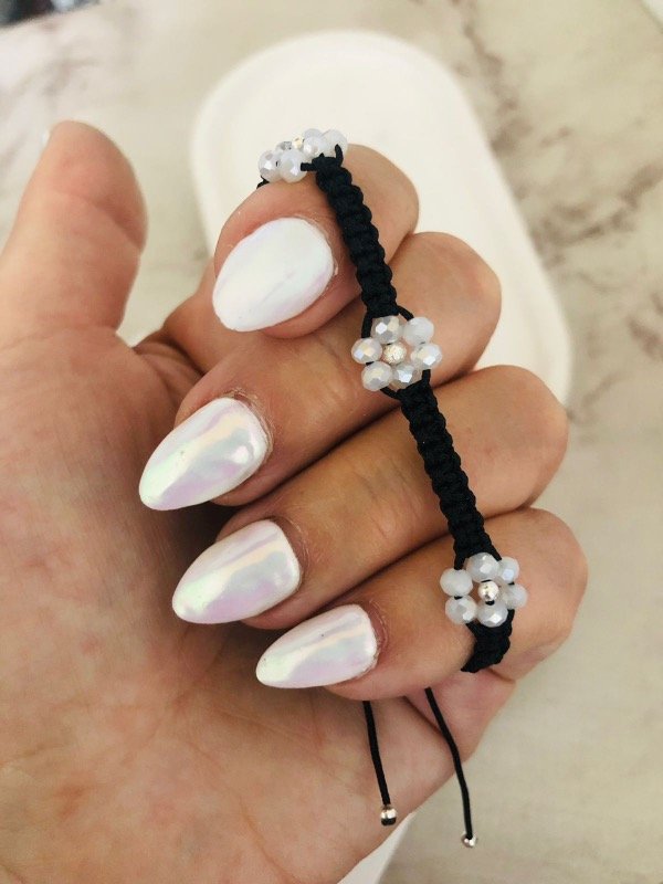 Producto - Tobillera florcitas hilo Black Plata