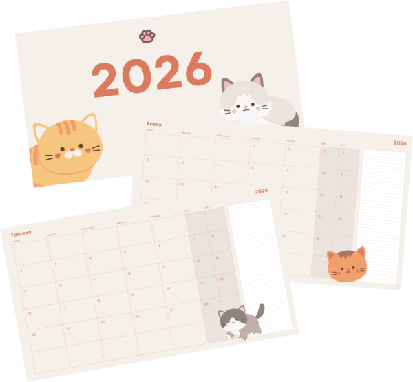 Producto - calendario 2026 gatos OFICIO