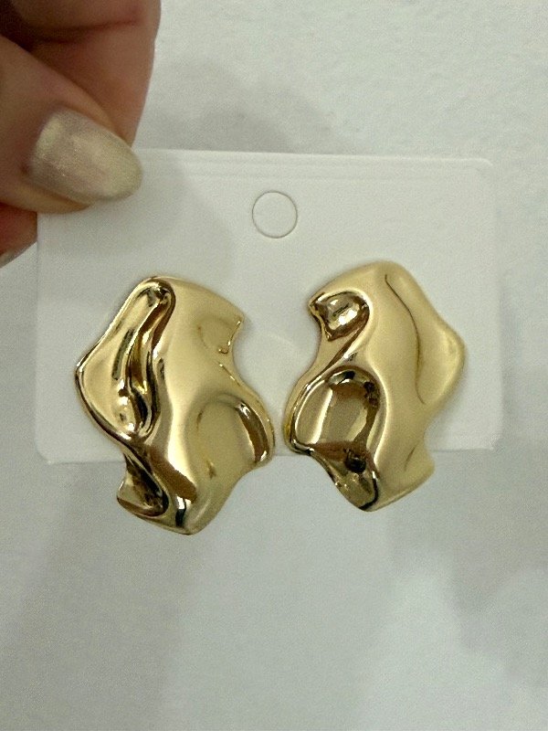 Producto - AD410 Aros chapones colgantes 4 cm acero dorado