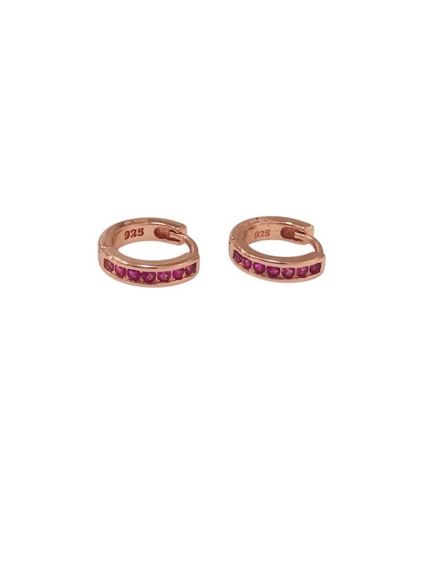 Producto - Aros Argollas Plata 925 Rose Cubic Fuccia