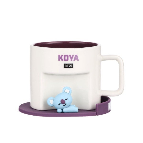 Producto - Taza de cerámica con posavasos BT21 KOYA (MINISO OFICIAL)