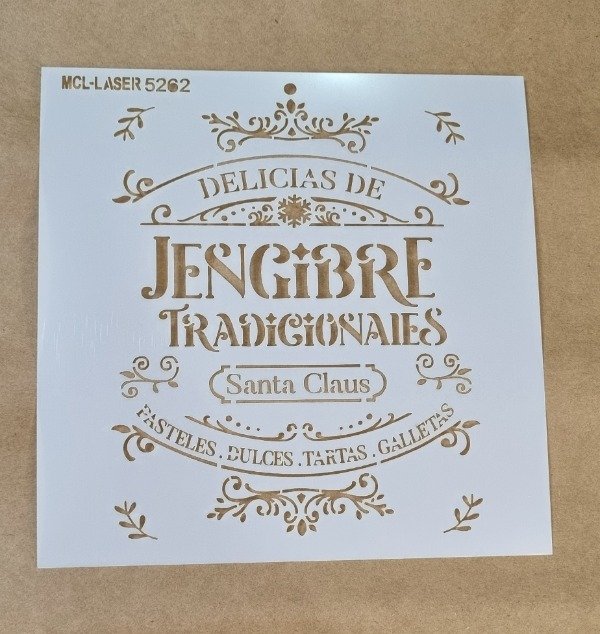 Producto - St 5262  de 20x20cm - Stencil  Frase Jengibre