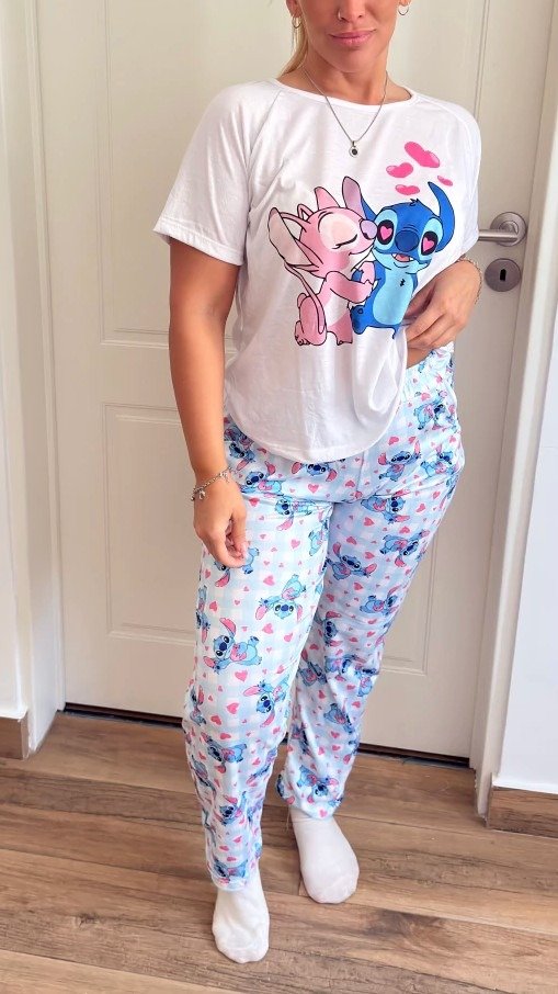 Producto - Pijama Animado Largo Stitch y Angela Enamorados