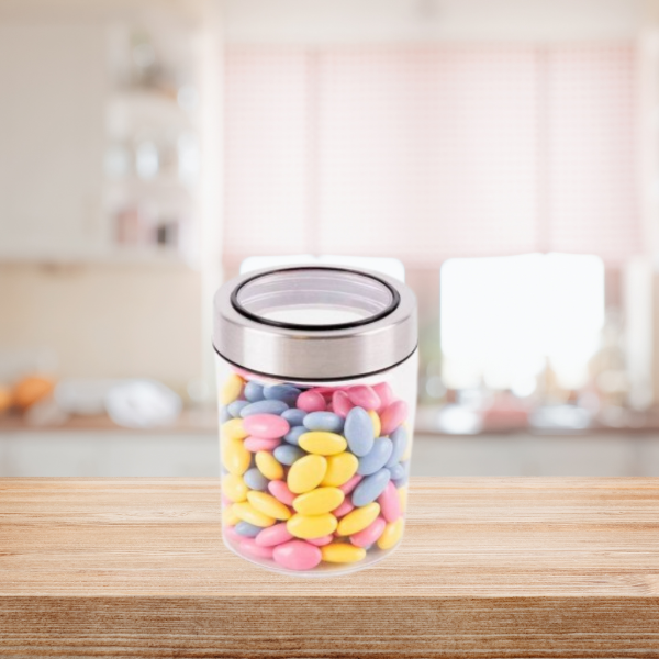 Producto - Frasco de vidrio con tapa plástica simil metal a rosca (con visor) 600cc