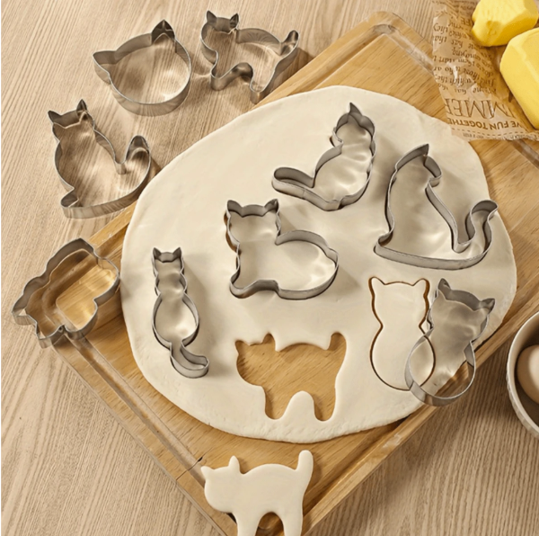 Producto - Moldes cortantes de reposteria x9. Diseño de gatito.