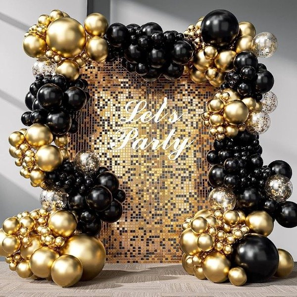 Producto - Set de globos dorado y negro 101 piezas