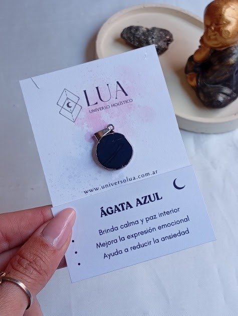 Producto - Dije piedra Ágata Azul - Acero quirúrgico