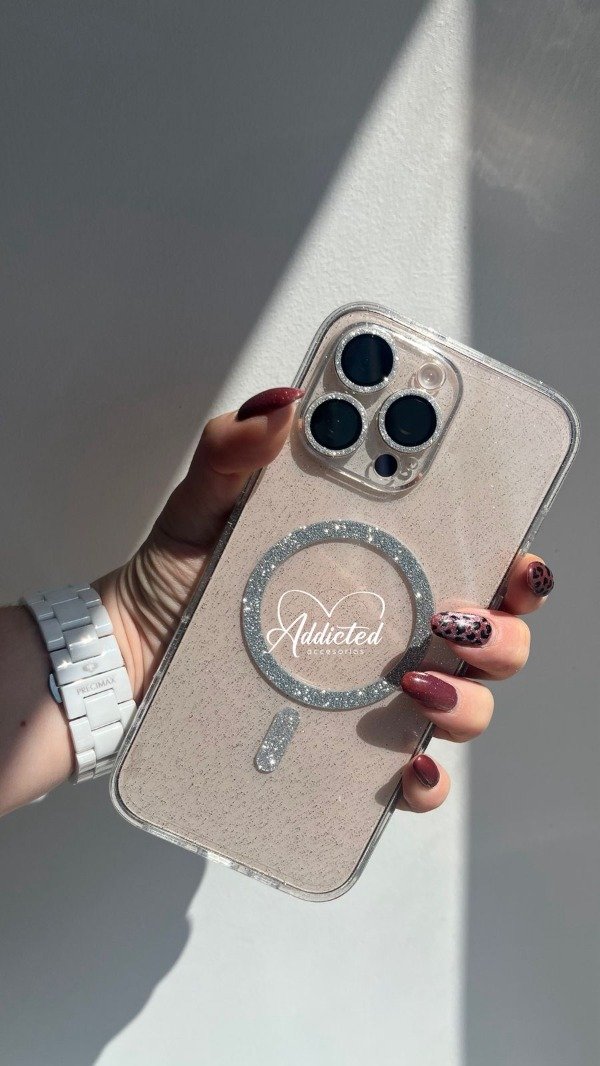 Producto - Case tpu glitter magsafe transparente