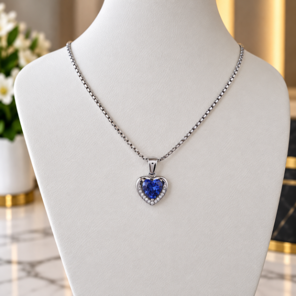 Producto - Dije o Collar Corazon Cristal Azul - Código: 000557 - 0
