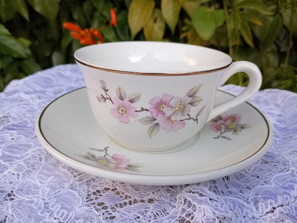 Producto - Dúo de té de loza nacional Hartford Flor de Durazno