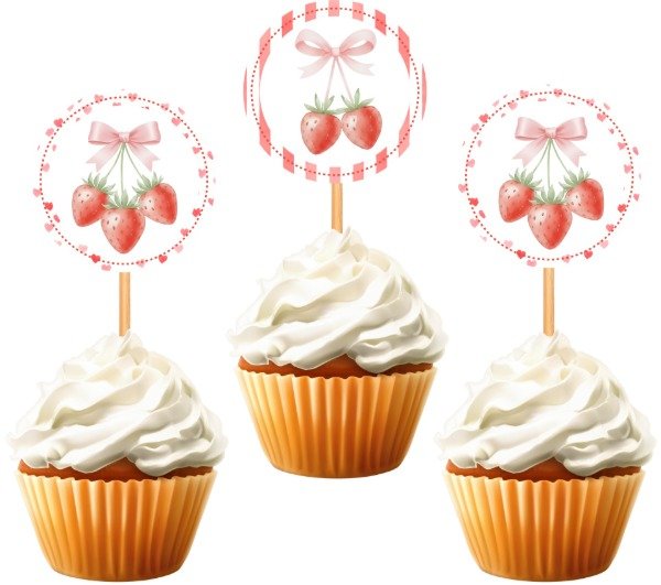 Producto - TOPPER CUPCAKE FRUTILLAS X 10