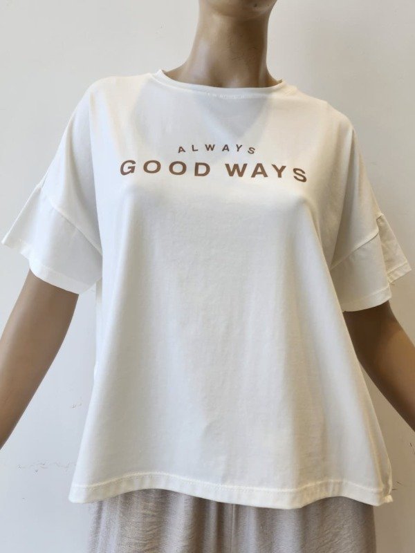 Producto - Remera Over Botón Lateral Algodón Ice Estampa "Good Ways" (Art. 5837)