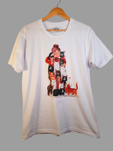 Producto - Remera manga corta  Abuelita con gatos