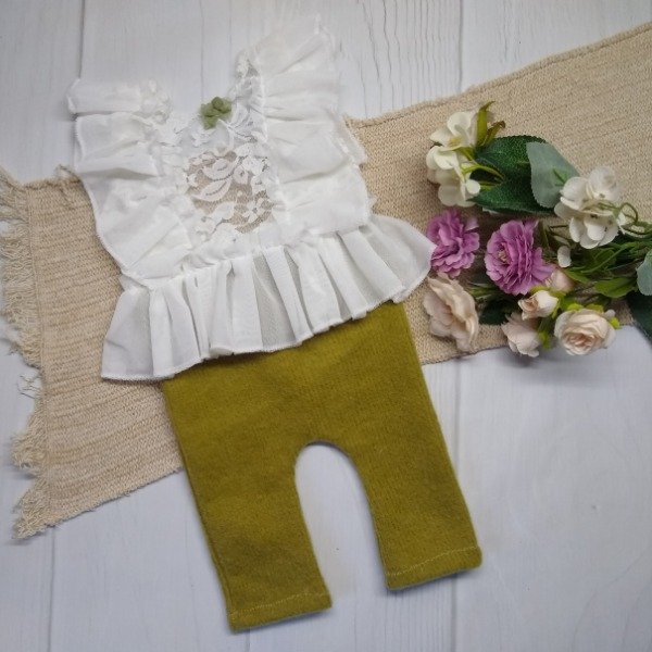 Producto - Romper blanco/verde 3-5 meses