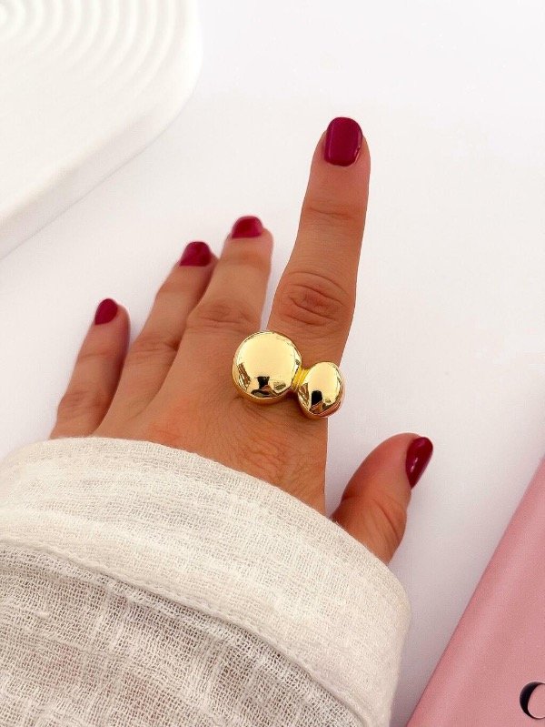 Producto - Anillo Regulable Bolas CHUNKY  Acero Dorado
