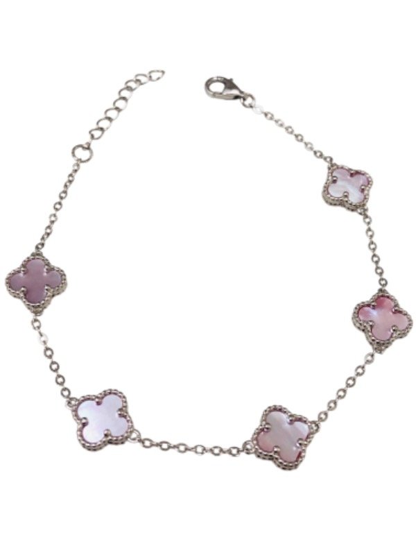 Producto - Pulsera Plata 925 Trébol Piedra Nacar rosa